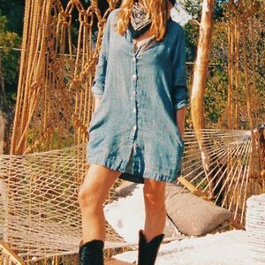 Long Sleeve Light Weight Linen Tunic Dress